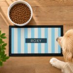 Personalised Blue Stripe Pet Bowl Mat - Image 5