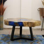 Ancient Wisdom Sky Blue Tamarind Wood & Resin Coffee Table - Image 2