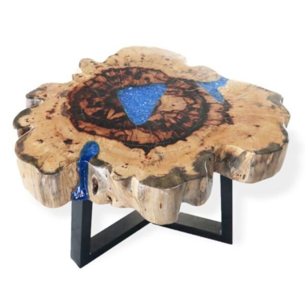Ancient Wisdom Sky Blue Tamarind Wood & Resin Coffee Table