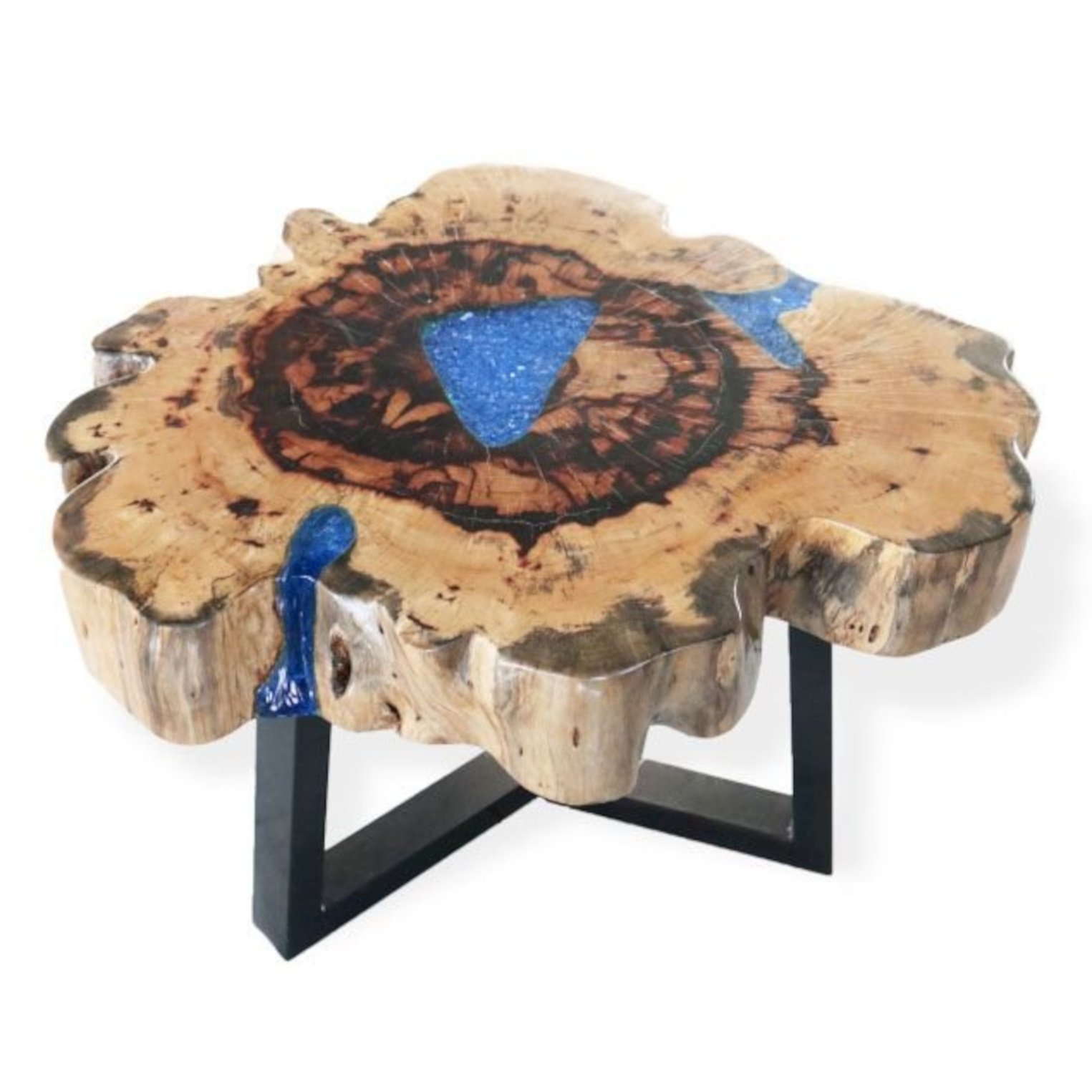 RWA-02 Ancient Wisdom Sky Blue Tamarind Wood & Resin Coffee Table Ancient Wisdom Sky Blue Tamarind Wood & Resin Coffee Table - Image 1