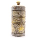 Ancient Wisdom White & Gold Tall Wooden Container