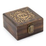 Ancient Wisdom 4 Compartment Mango Wood Carved Tea Box