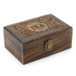 Ancient Wisdom 6 Compartment Mango Wood Carved Tea Box