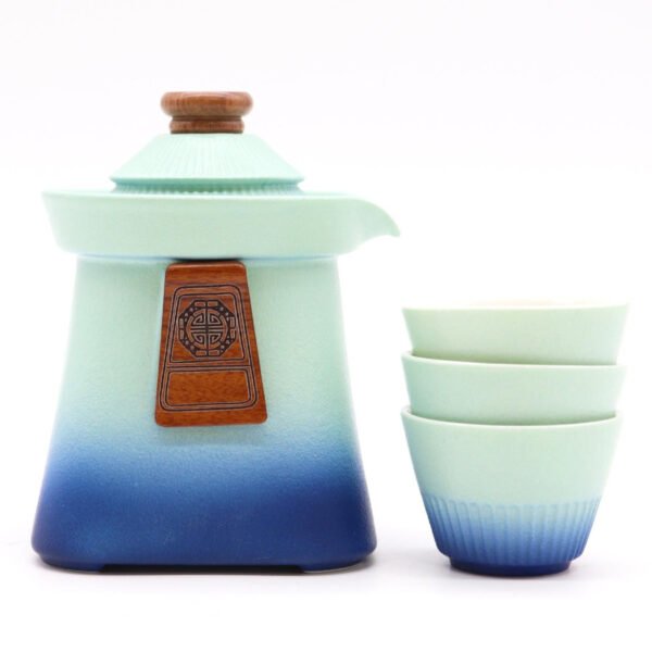 Ancient Wisdom Ceramic Temple Teapot & Three Cups Set – Blue Heaven