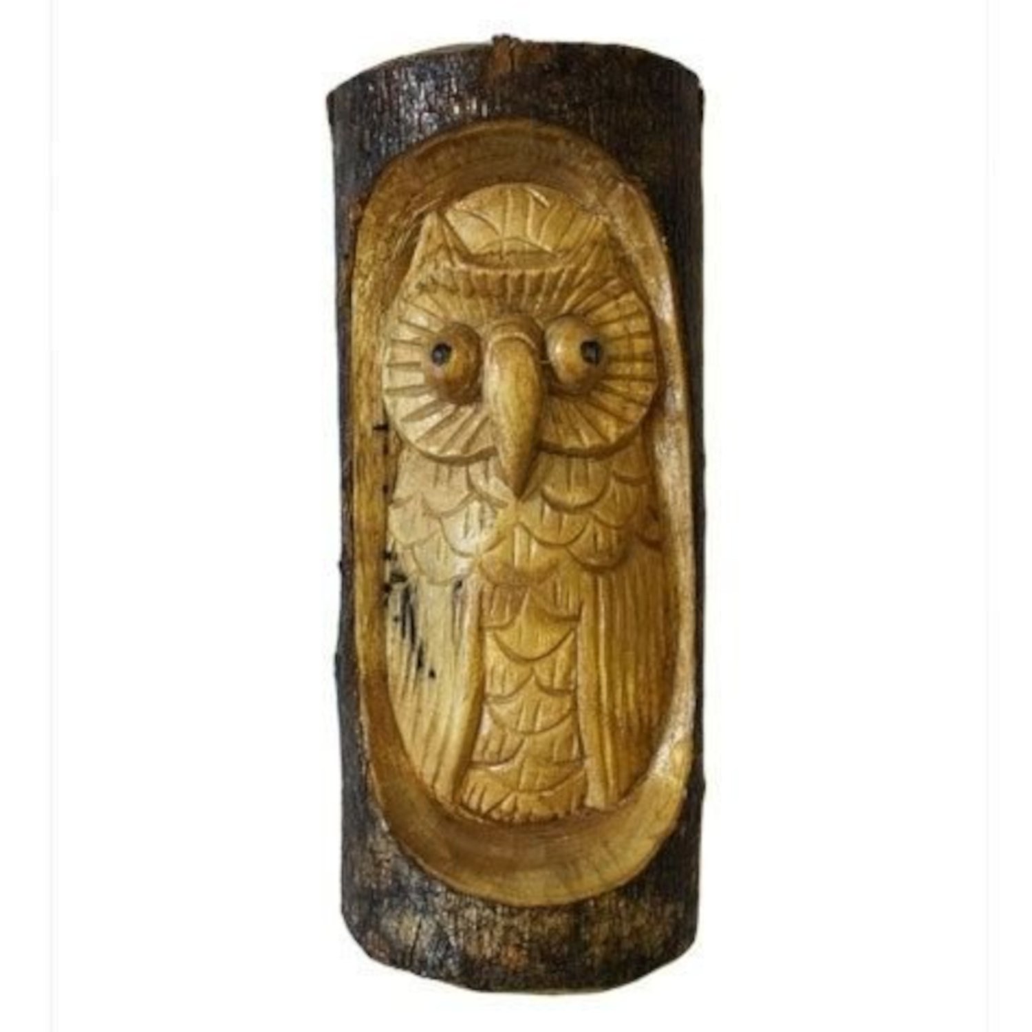 TreeC-01 Ancient Wisdom Charming Owl Tree Trunk Carving Ancient Wisdom Charming Owl Tree Trunk Carving - Image 1