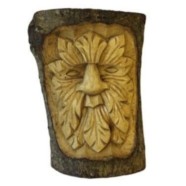 Ancient Wisdom Small Green Man Tree Trunk Carving