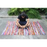 Ancient Wisdom Large Handmade Velvet & Cotton Indian Rug (105 x 185cm) - Image 3