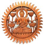Ancient Wisdom 40cm Buddha & Lotus Design Decorative Wooden Panel