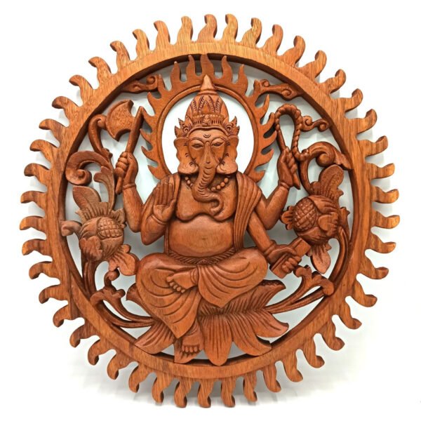 Ancient Wisdom 40cm Ganesh Design Decorative Wooden Panel