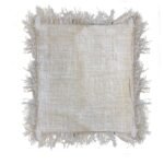 Ancient Wisdom Linen Cushion Cover with Fringe (60x60cm) - Image 2