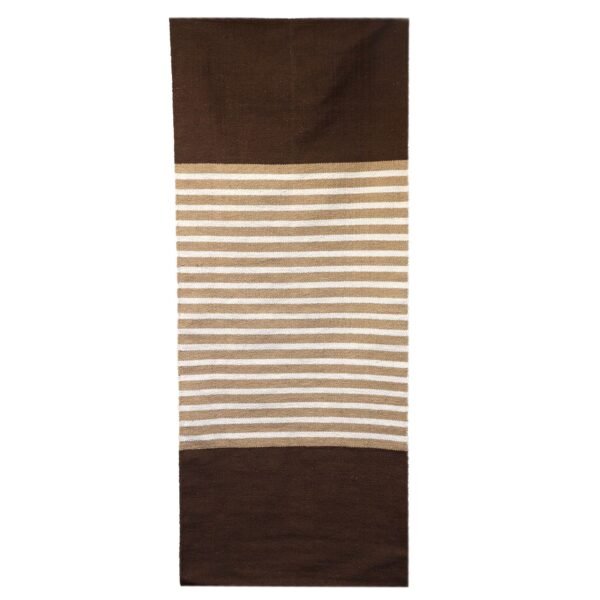 Ancient Wisdom Indian Cotton Rug (70x170cm) – Dark Brown / Beige