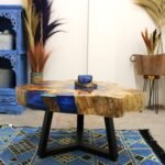 Ancient Wisdom Sky Blue Tamarind Wood & Resin Coffee Table - Image 4