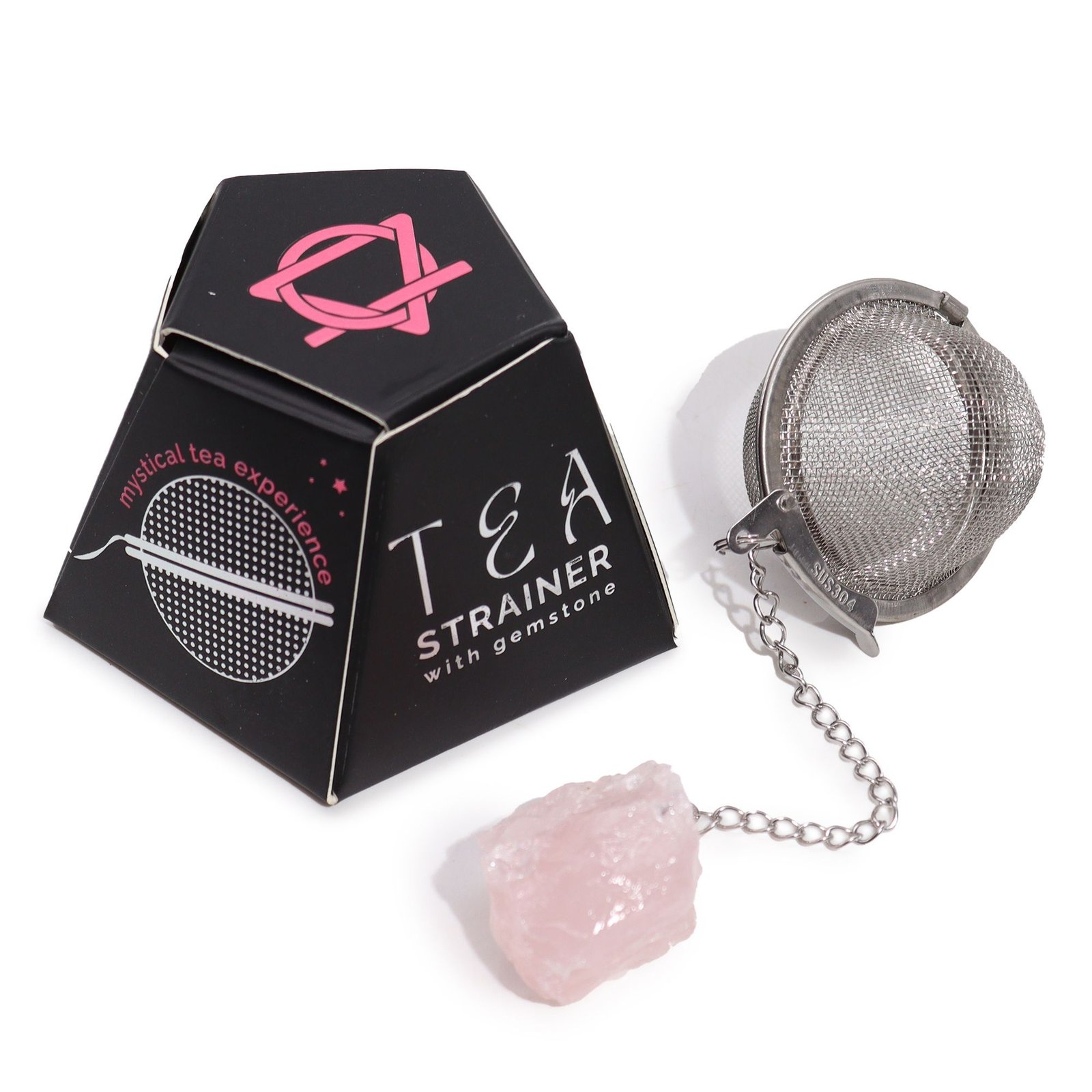 bG9jYWw6Ly9tZWRpYS85Ry9HQy82MFIzMEMxRzZSVzNHQzlHL2E3ZmRkYWUxLmpwZWc.jpg Ancient Wisdom Raw Crystal Gemstone Tea Strainer - Rose Quartz - Image 1