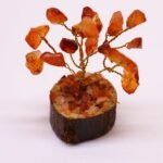 Ancient Wisdom Mini Carnelian Gemstone Tree (15 Stones) On Wooden Base - Image 3