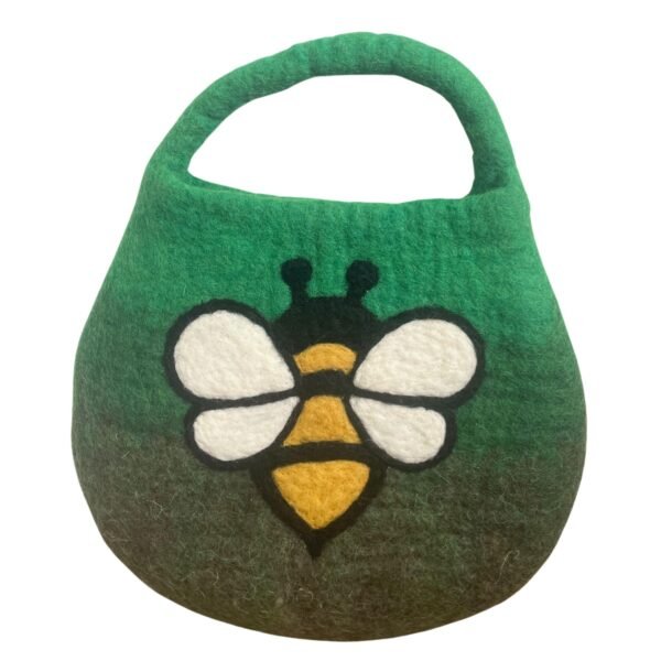 Ancient Wisdom One Handle with Magnet Water Felted Bee Bag – Garden Greens