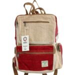 Ancient Wisdom Large Wine & Cream Boxy Hemp Backpack
