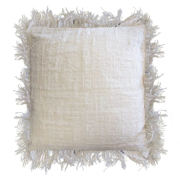 Ancient Wisdom Linen Cushion Cover with Fringe (60x60cm)