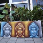 Ancient Wisdom Three Heads With Gold Detail Buddha Painting Canvas Art - Image 2