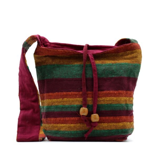 Nomad Sari Nepal Cotton Sling Bag - Mountain Trek Tan & Greens