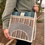 Ancient Wisdom Curves Design Hemp Laptop Messenger Bag - Image 3