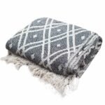 Ancient Wisdom Boho Comfort Cotton Throw (125x150cm) – Black & Beige Regency