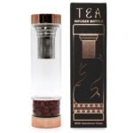 Ancient Wisdom Rose Gold Crystal Glass Tea Infuser Bottle – Red Jasper