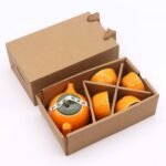 Ancient Wisdom Herbal Orange Ceramic Teapot & Four Cups Set - Image 3