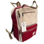 Ancient Wisdom Large Wine & Cream Boxy Hemp Backpack - Image 3