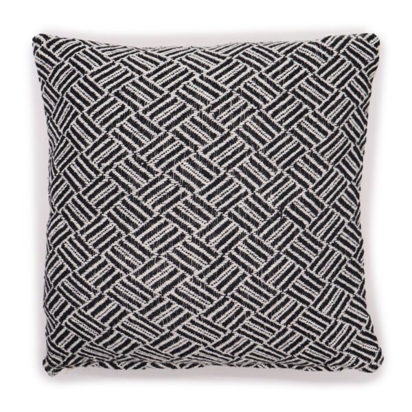 Ancient Wisdom Classic Cotton Cushion Cover – Black Criss-Cross Design