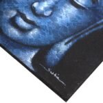 Ancient Wisdom Blue Brocade Detail Buddha Painting Canvas Art - Image 2