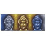 Ancient Wisdom Three Heads With Gold Detail Buddha Painting Canvas Art
