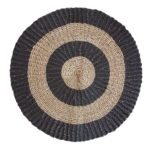 Ancient Wisdom Round Seagrass Circles Black & Tan Rug – 1m