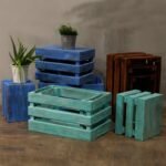 Ancient Wisdom Set of 3 Greenwash Wooden Storage Crates - Image 4