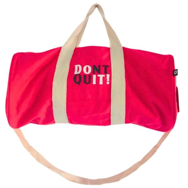 Ancient Wisdom Don’t Quit Cotton Canvas Gym Bag – Cherry Pink