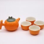 Ancient Wisdom Herbal Orange Ceramic Teapot & Four Cups Set - Image 6