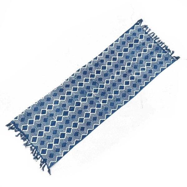 Ancient Wisdom Handmade Cotton Indigo Runner (170x60cm) – Heerak Patern