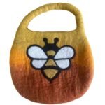 Ancient Wisdom One Handle with Magnet Water Felted Bee Bag – Sunrise Orange