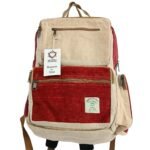 Ancient Wisdom Large Wine & Cream Boxy Hemp Backpack - Image 2