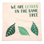 Ancient Wisdom Set of 3 ‘We Are Leaves’ Printed Cotton Cushion Covers – Yellow, Blue & Natural - Image 3
