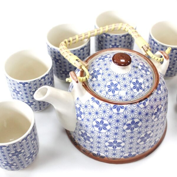 Ancient Wisdom Ceramic Herbal Teapot & 6 Matching Tea Cups – Blue Star Design
