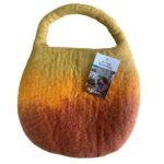 Ancient Wisdom One Handle with Magnet Water Felted Bee Bag – Sunrise Orange - Image 2