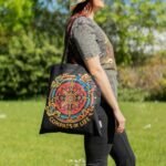 Ancient Wisdom Iconic Black Cotton Classic Tote Bag – Compass of Life - Image 2