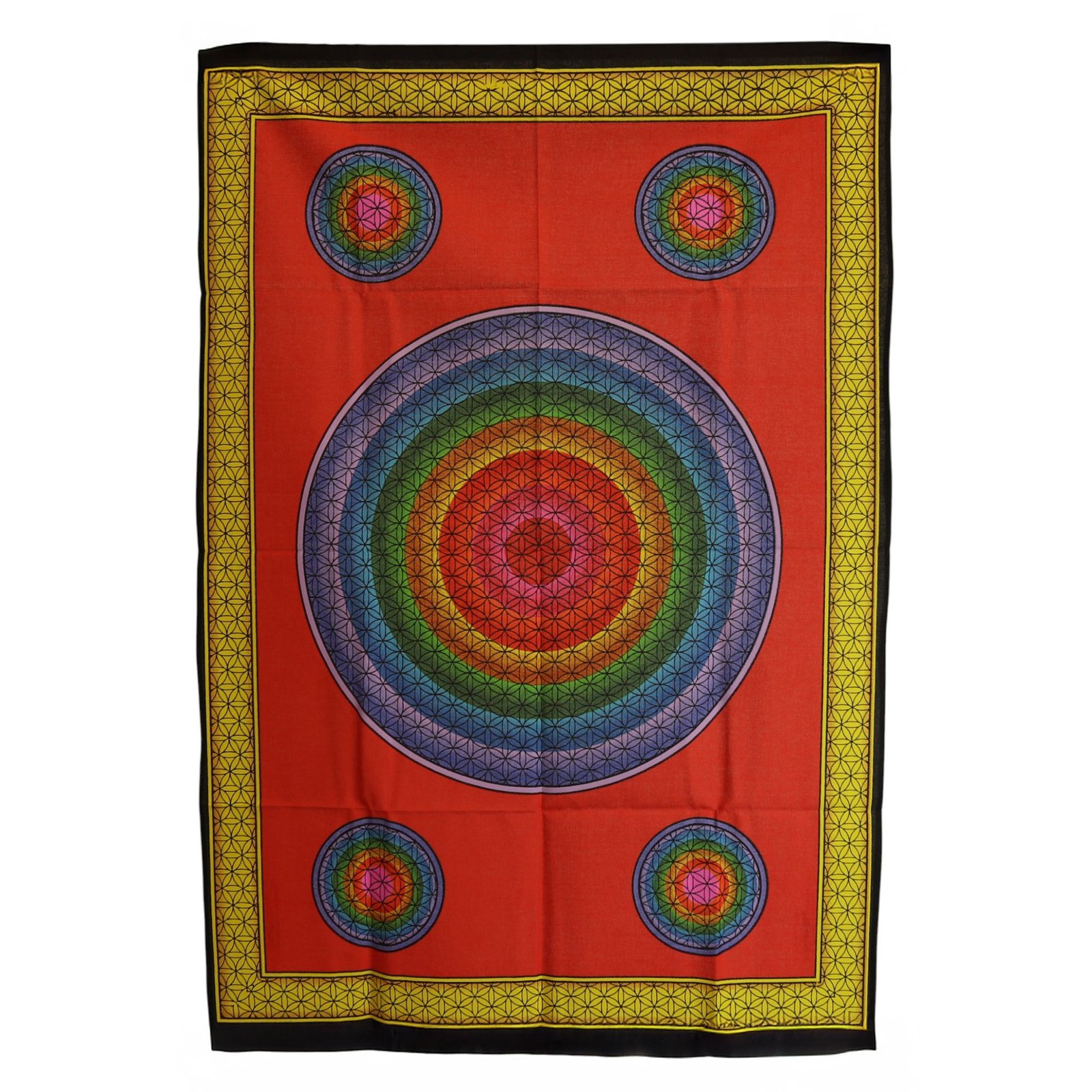 bG9jYWw6Ly9tZWRpYS85TS80Qy82MFIzMEMxSjY0U0s0QzlNLzYzM2RmNmZjLmpwZw.jpg Ancient Wisdom Cotton Wall Art (70x110cm) - Five Flower of Life - Image 1