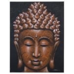 Ancient Wisdom Copper Brocade Detail Buddha Painting Canvas Art