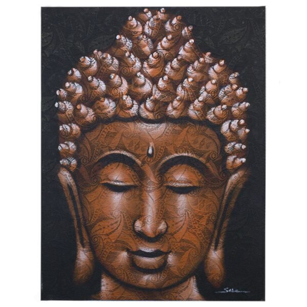 Ancient Wisdom Copper Brocade Detail Buddha Painting Canvas Art