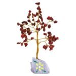 Ancient Wisdom Red Jasper Gemstone Tree (80 Stones) On Gemstone Rock Base