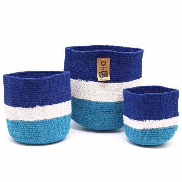 Ancient Wisdom Set of 3 Evil Eye Jute Rope Storage Baskets