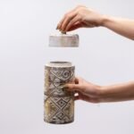 Ancient Wisdom White & Gold Tall Wooden Container - Image 3