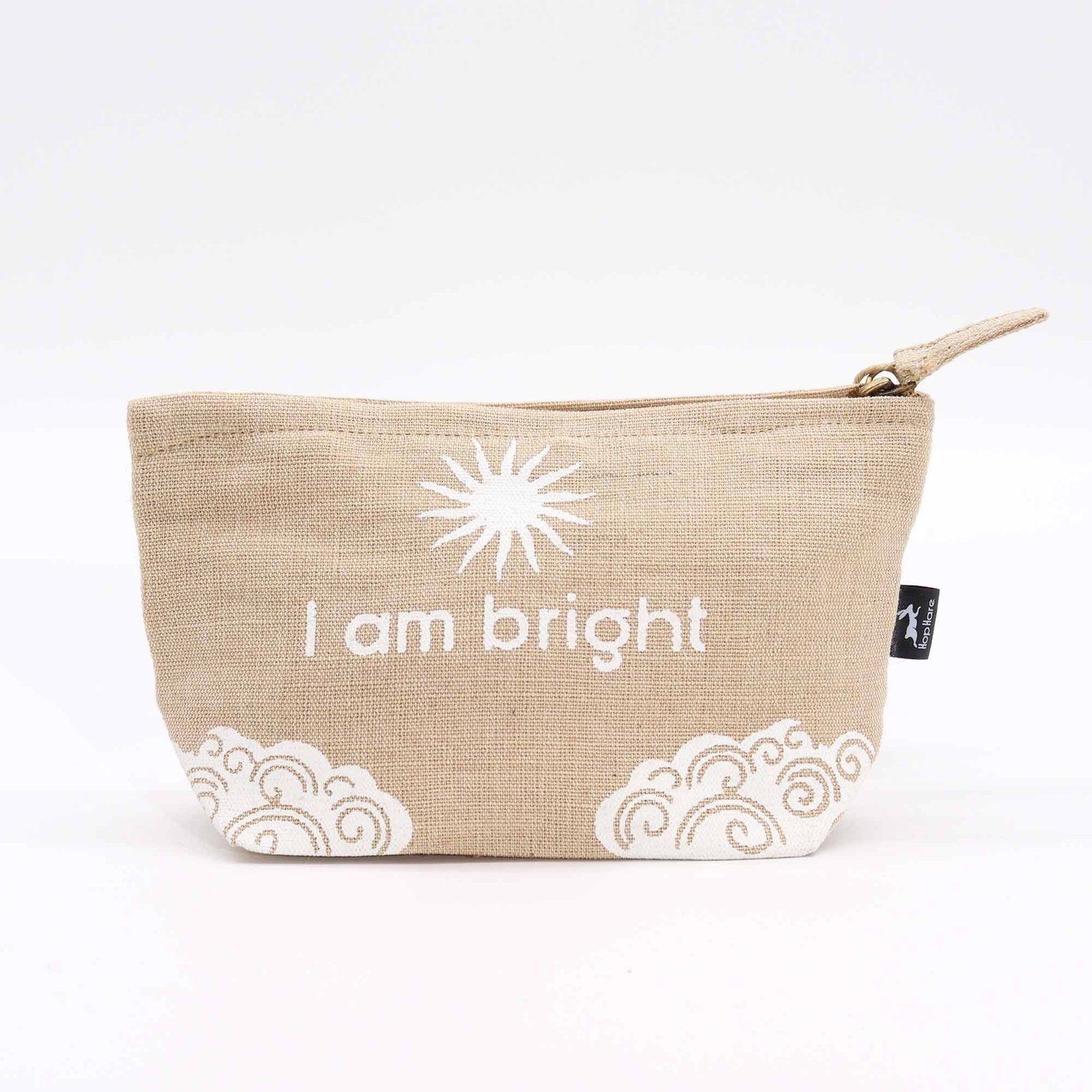 bG9jYWw6Ly9tZWRpYS85TS9BRC82MFIzMEMxRzZXUzNBRDlNL2I5MTJlODFlLmpwZWc.jpg Hop Hare Jute Pouch - I Am Bright - Image 1
