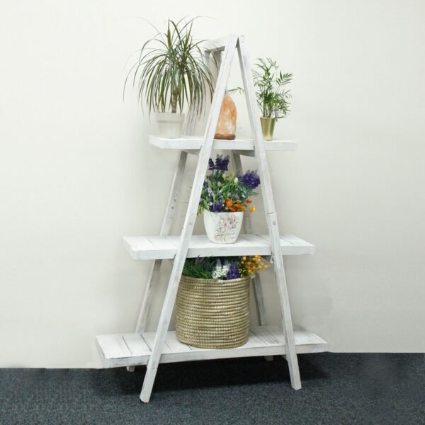 Ancient Wisdom Whitewash Folding Wooden A-Frame Shelf